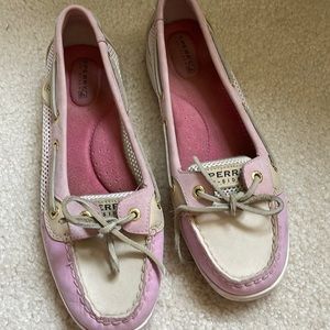 Pink and tans Sperry top sider 8.5
